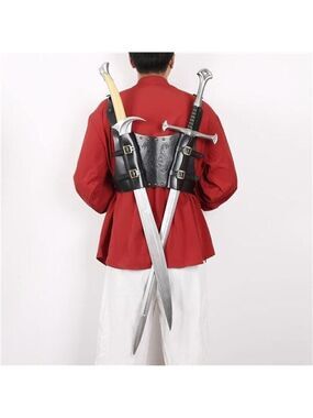 Medieval Viking Totem Sword Frog Adjustable Leather Double Sword Strap Backpack